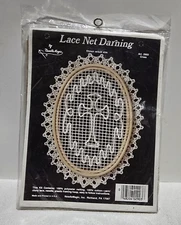 Vtg Needle Magic Lace Net Darning Kit Art 2903 Cross Sewing Cluny Lace Crucifix