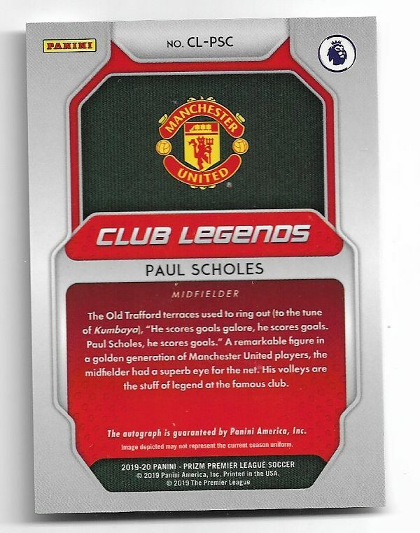 直筆サインカード Prizm Choice Paul Scholes 2019-20 Panini Prizm Premier League Autograph Auto Card