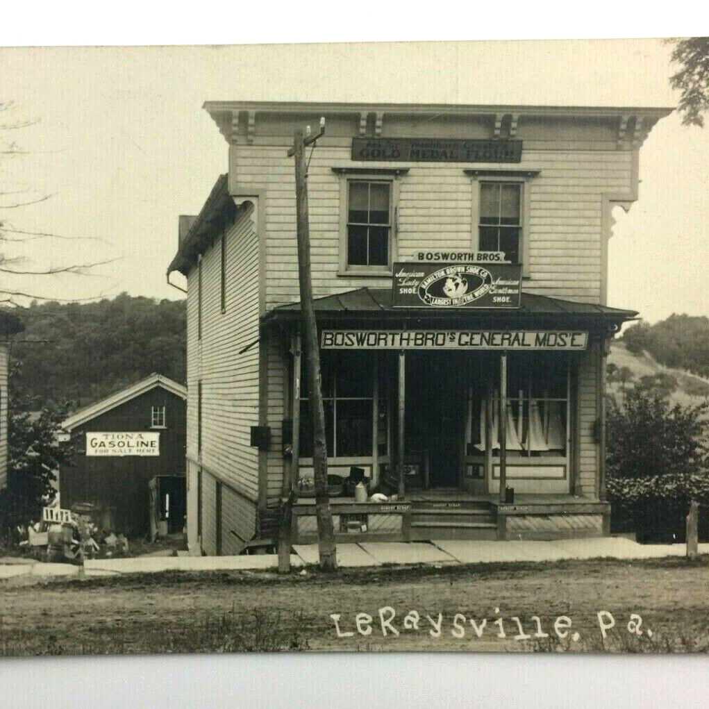Le Raysville PA Real Photo Postcard RPPC Bosworth Bros General Store