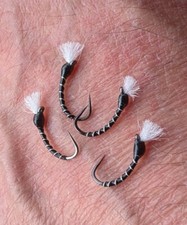 4 x Black Midge Trout Fishing Buzzers Buzzer Breathers Flies Size 12