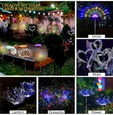 8 Stakes LED Solar Firework Starburst Light Fairy Lamp Garden Path Yard Outdoor