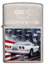 Zippo Chevrolet Corvette 1984 C4 brushed Chrome Custom Lighter Very Rare NEW