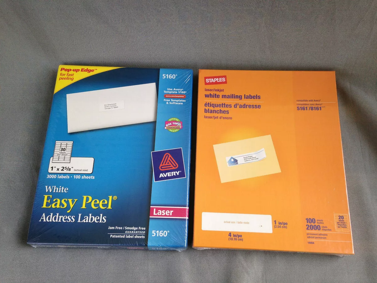 Avery Staples Ink Jet Laser Address Mailing Labels NEW Free