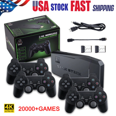 HDMI 4K TV Game Stick Console Built in 64GB 20000+Retro Games+2 Wireless Gamepad