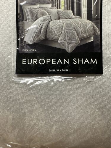 J. Queen Euro Pillow Sham Case Eleanora Silver 26” X 26” Set Of 2 New - Picture 3 of 9