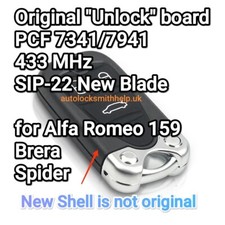 Alfa Romeo 159 Brera Spider 433 Mhz 3 Button Smart Key Unlock
