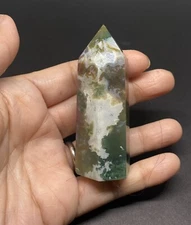 Moss Agate Genuine Stone Obelisk Point 87.7g Crystal Healing