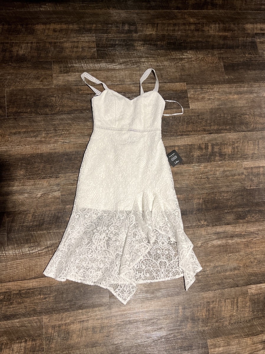 Lulus Today's Your Day White Embroidered Lace Midi Dress Wedding Women  Small NWT | eBay