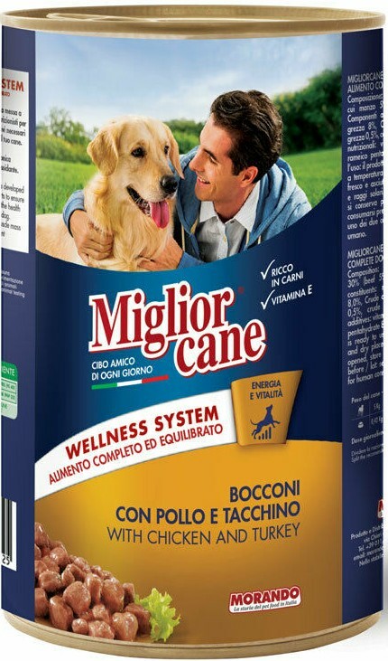 BOCCONCINI CANE SCATOLETTE CIBO UMIDO PER CANI MIGLIOR CANE POLLO TACCHINO 1,2Kg