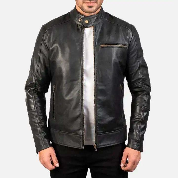 Long Sleeve Fashion Streetwear Fall Winter Plain Leather Jackets ( LARGE SIZE)