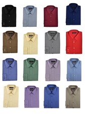 Men's Long Sleeve Easy Care Poly Cotton Shirt By Double Two Size 15-23" , 15 Col