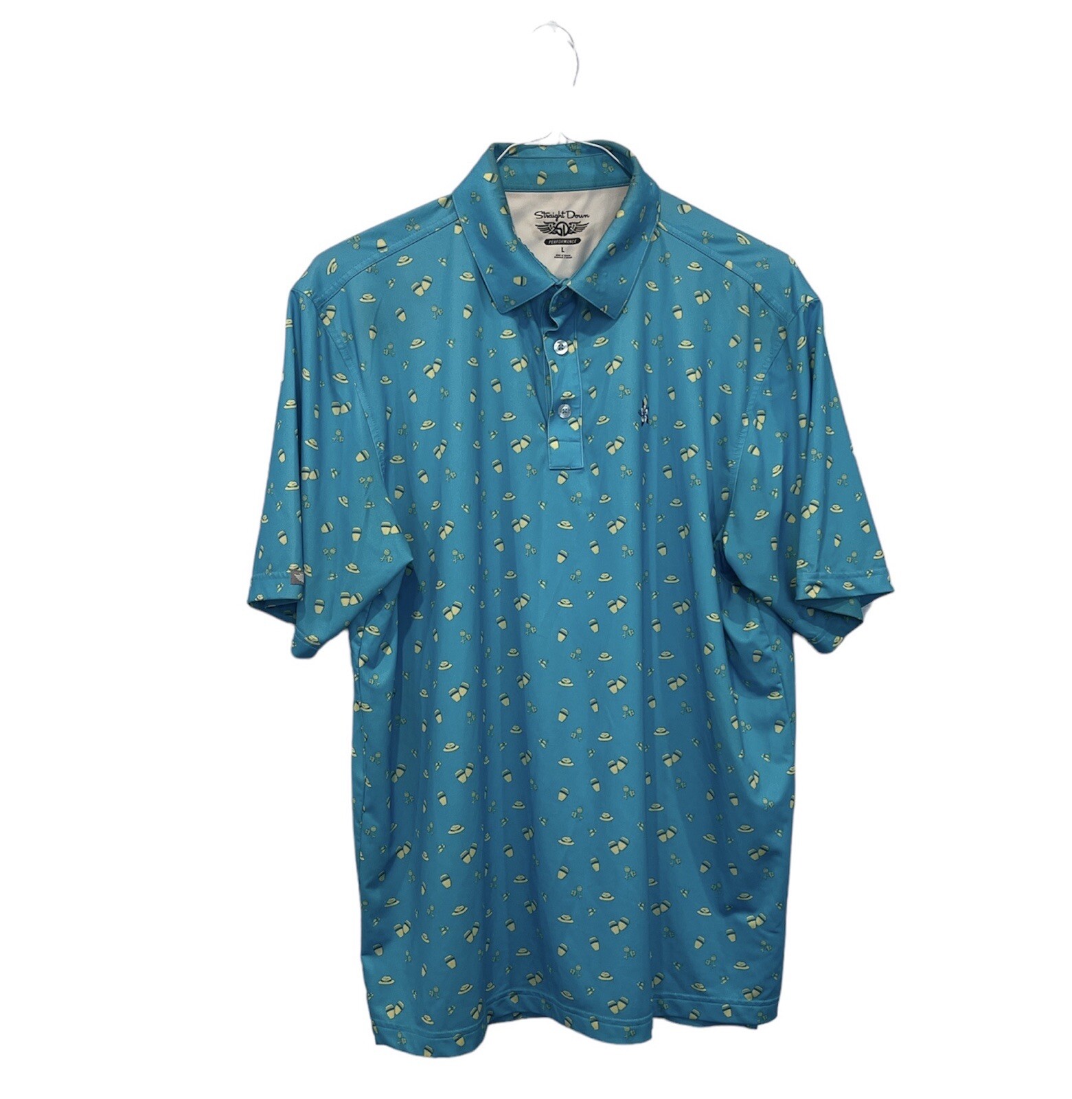 Straight Down Men’s Performance Blue Patterned Po… - image 1