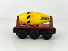 Thomas Friends, wooden railway, Cement Mixer train, yellow Sodor, mixer spins