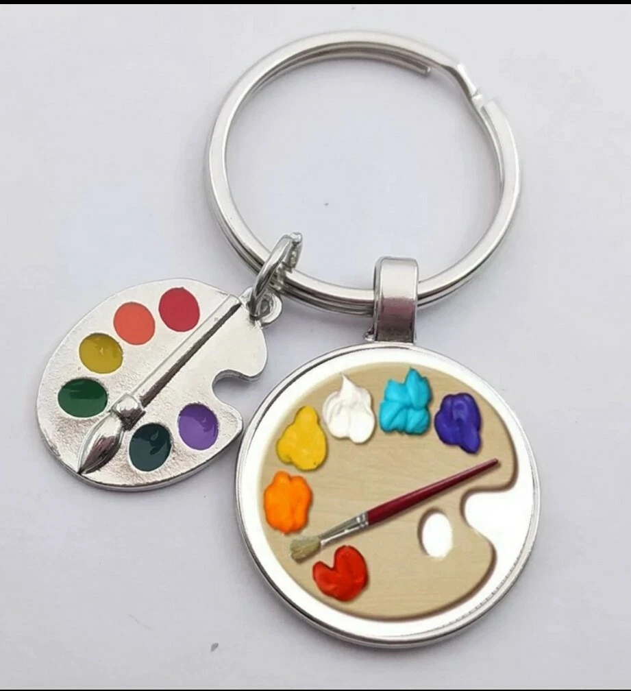 Silver Keyring With Artists Paint Palette 3D Novelty Gift Idea For Him Her 251