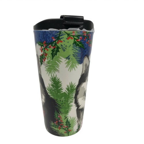 Cypress Home Ceramic Travel Mug - Tumbler 17 oz Andrea Tachiera Husky Dog Art - Picture 4 of 6
