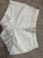 Levi's 501 Original Fit High Rise Shorts Women's 32 White Pockets Raw Hem