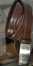 Vintage Eddie Bauer Leather Belt Size L Made in USA Solid Buckle Brown