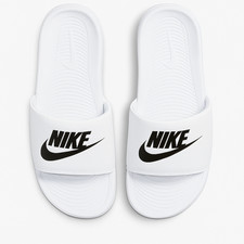 Nike Victori One Sliders Unisex Beach Pool Slide in White Black Size 12