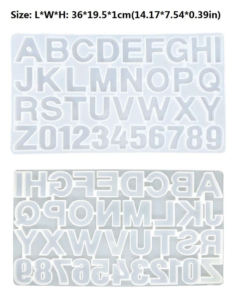 Moldes de resina alfabeto número silicona invertido, moldes de letras para fundición de resina,... Foto 2 de 4