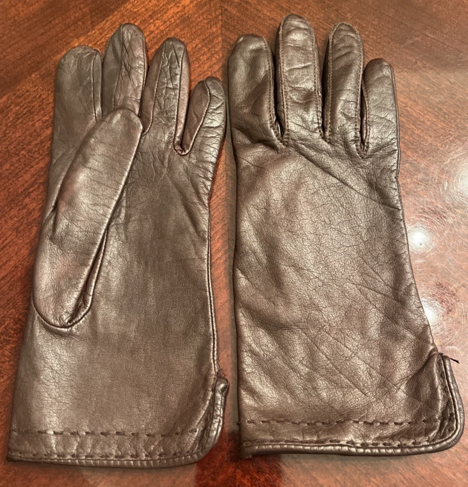 Guantes Grandoe Vintage 100% Cuero Talla M Marrón Forrados Poliéster Suave Drive Usados en Excelente Condición Foto 2 de 4