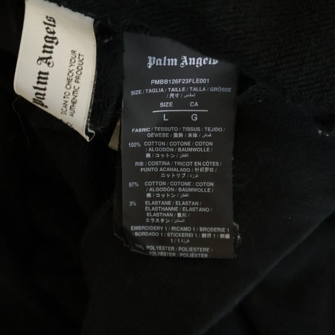 Felpa con cappuccio pullover stampa logo Palm Angels PMBB126F23FLE001 nera usata 29dbf14141f17