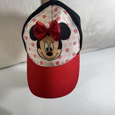 Girls Minnie Mouse Hat Baseball Style Cap Adjustable Red Bow Hearts Disney Cute