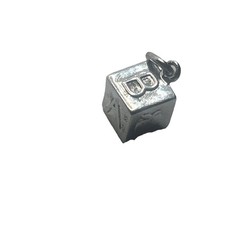 Letter "B A”Block Bead Charm Sterling Silver 925 Initial Alphabet Jewelry