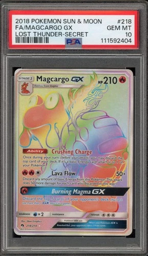 Pokemon Magcargo GX Lost Thunder Secret Rare #218 PSA 10 Gem Mint