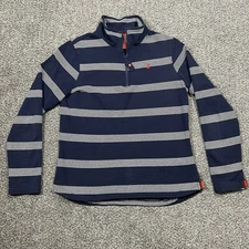 Joules Pullover Womens M Size 8 Navy Blue Fairdale Striped Quarter Zip Logo