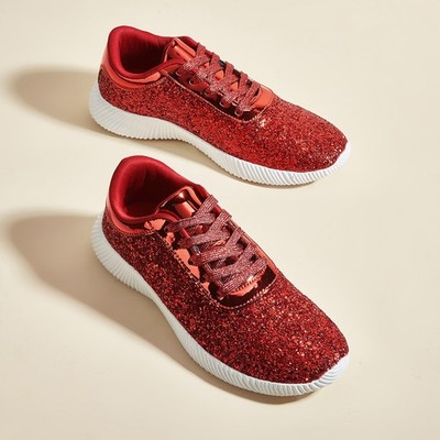 LUCKY STEP Women's Glitter Shoes Sparkly Lightweight Metallic Sequins TennisShoe