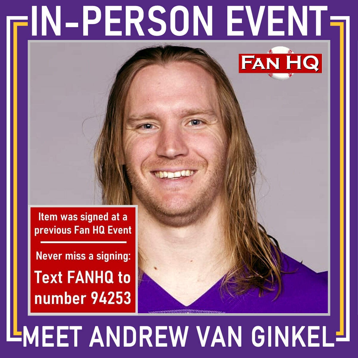 Andrew Van Ginkel Autographed Minnesota Vikings Winter Warrior