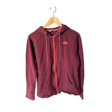 The North Face Womens Full Zip Hoodie Burgundy Fleece Jacket Thumbholes Medium