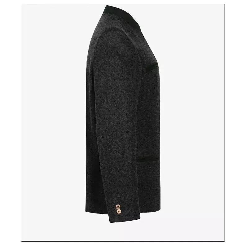 Men Bavarian Jacket Charcoal Grey Wool Scottish Tyrol Loden German Bavarian Coat image 2
