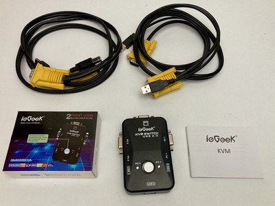 KVM Switch 2 PCs, 1 VGA, USB 2.0 mit 2 Kabeln