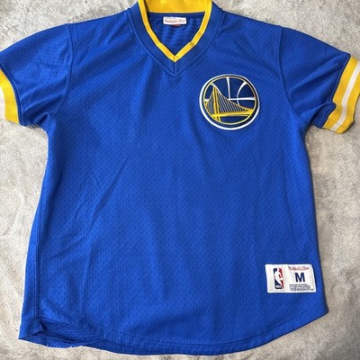 Mitchell Ness Golden State Warriors Baseball Pullover Jersey Blue Men s Retro M