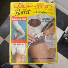 Vtg Burlington Ballet Enkasheer Nylon Loop-Top Stretch Stockings size 3 long NOS