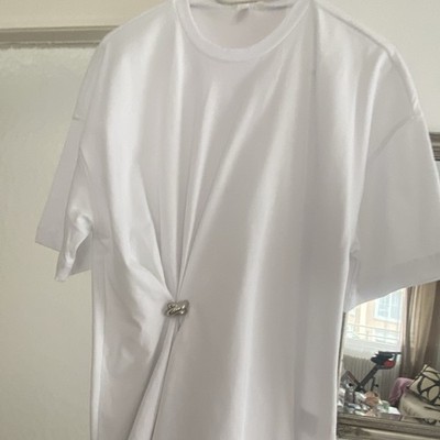 Divided by H&M Herren T-Shirt weiß Rundhals Kurzarm Ring-Akzent Gr. S