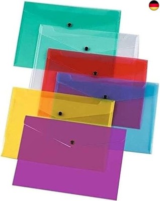 Dokumententaschen aus Kunststoff, A5, transparent, mit Druckknopf, 5 Stück