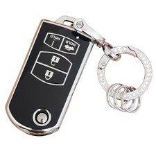 For Mazda Key Fob Shell Keyless Remote Smart Key Fob Cover With 4b-silver-black