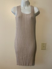 A New Day Women's Solid Tan Ribbed Sleeveless Dress Size Medium