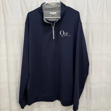 Peter Millar Performance Quarter Zip Pullover NavyBlue Mens XXL QHP Capital Logo
