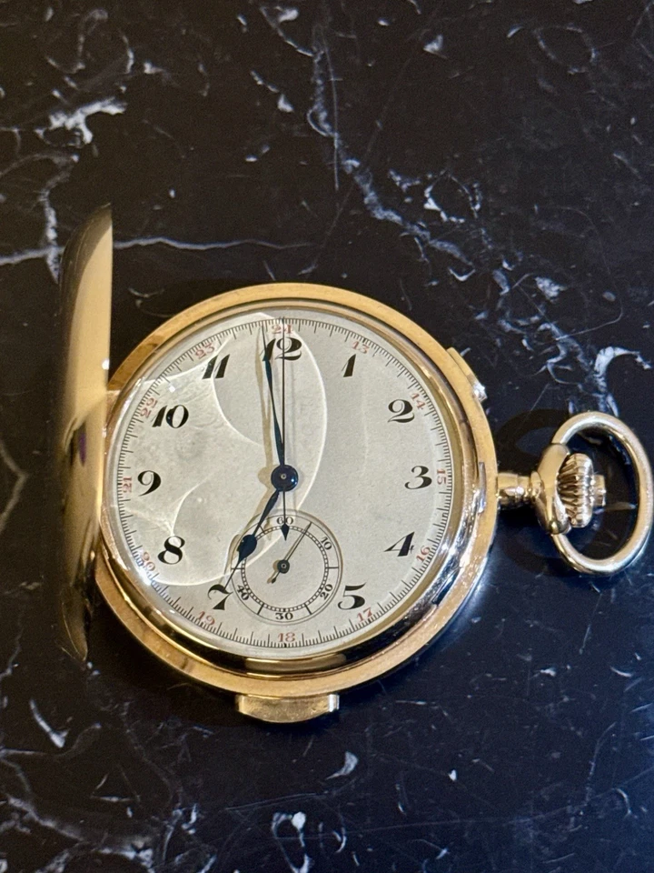 Taschenuhr Invicta 585 Gold 14k Doppel Savonette Viertelrepetition 54 mm - Bild 1 von 4