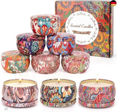Scented Candle, Pack of 9 Scented Candles in Glass, 100% Soy Wax, Natural