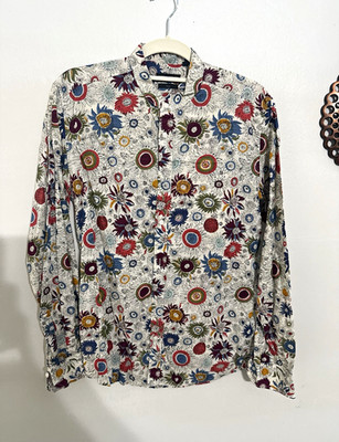 Antony Morato Men's Multicolor Floral Print Slim Long Sleeve Point Collar