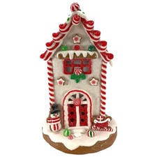 Holiday B/O Lighted Christmas Gingerbread House with Snowman Figurine 8.7 Inch