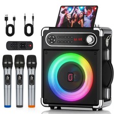 HWWR Karaoke Machine, Portable Bluetooth 5.3 Karaoke Speaker with 3 Wireless ...
