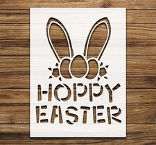 Hoppy Easter Bunny Floral Wall Art Reusable Stencil - StencilAir