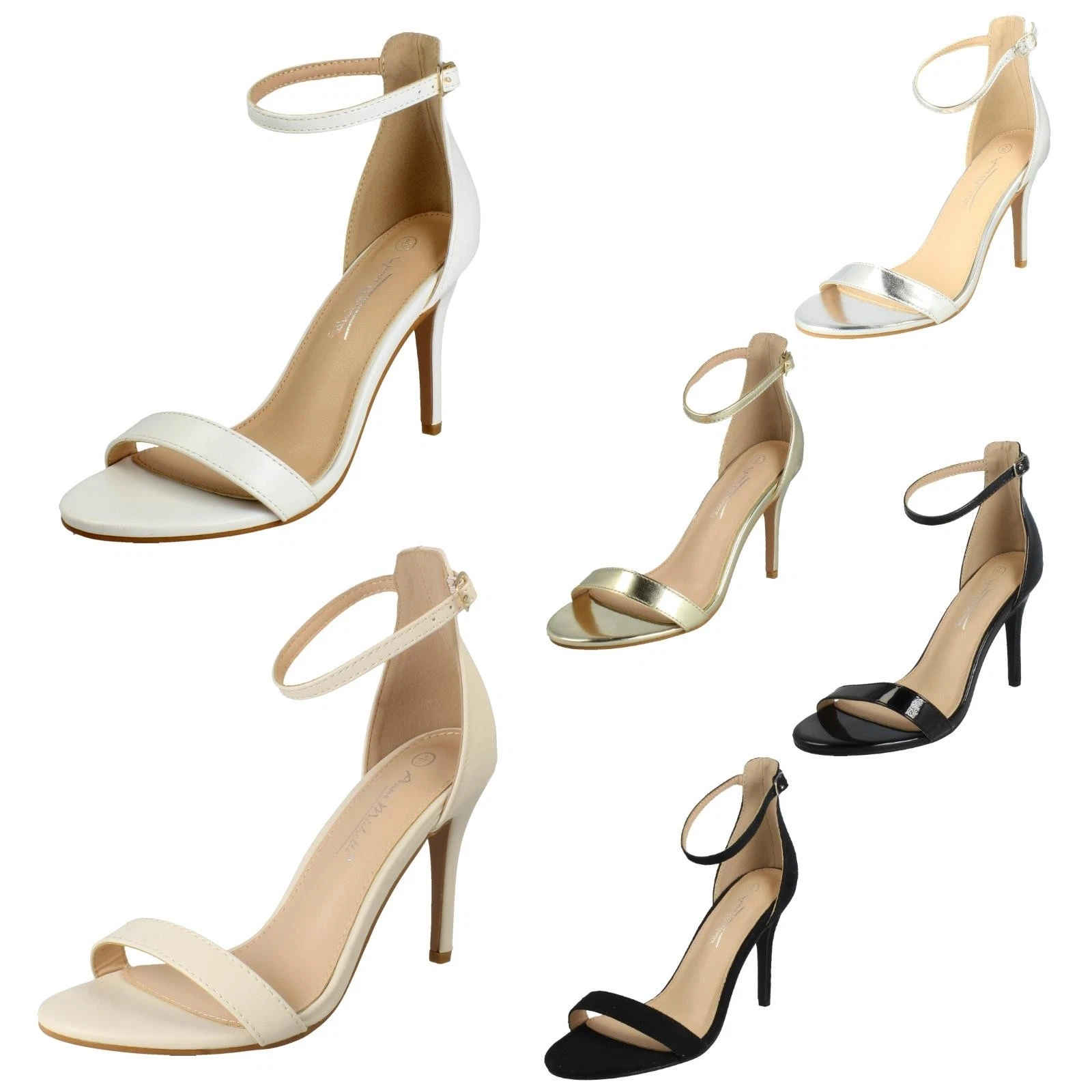 Ladies Anne Michelle High Heeled Wide Fit Evening Sandals - F1R2109