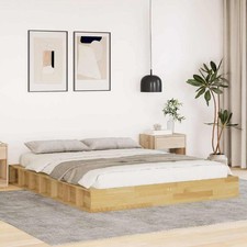 Image of Bed Frame without Mattress Wooden Bedroom Furniture Modern Platform Bed Frame