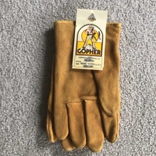 VTG NOS Gopher Genuine Pigskin Tan Leather Lined Work Outdoor Gloves Mens XL USA